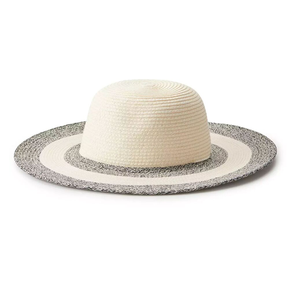 Sonoma Goods For Life Cream and Grey Floppy Beach Festival Hat